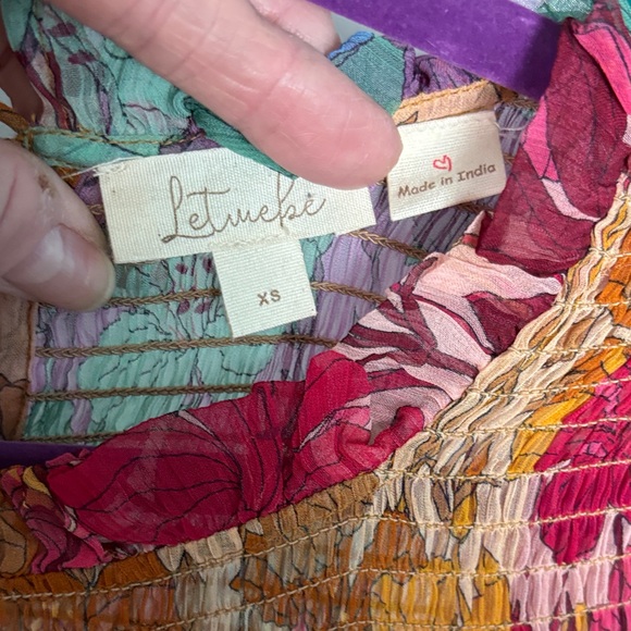 Anthropologie Multicolor Floral Pleated Midi Dress - Pink, Yellow, Purple, Green - Picture 3 of 12